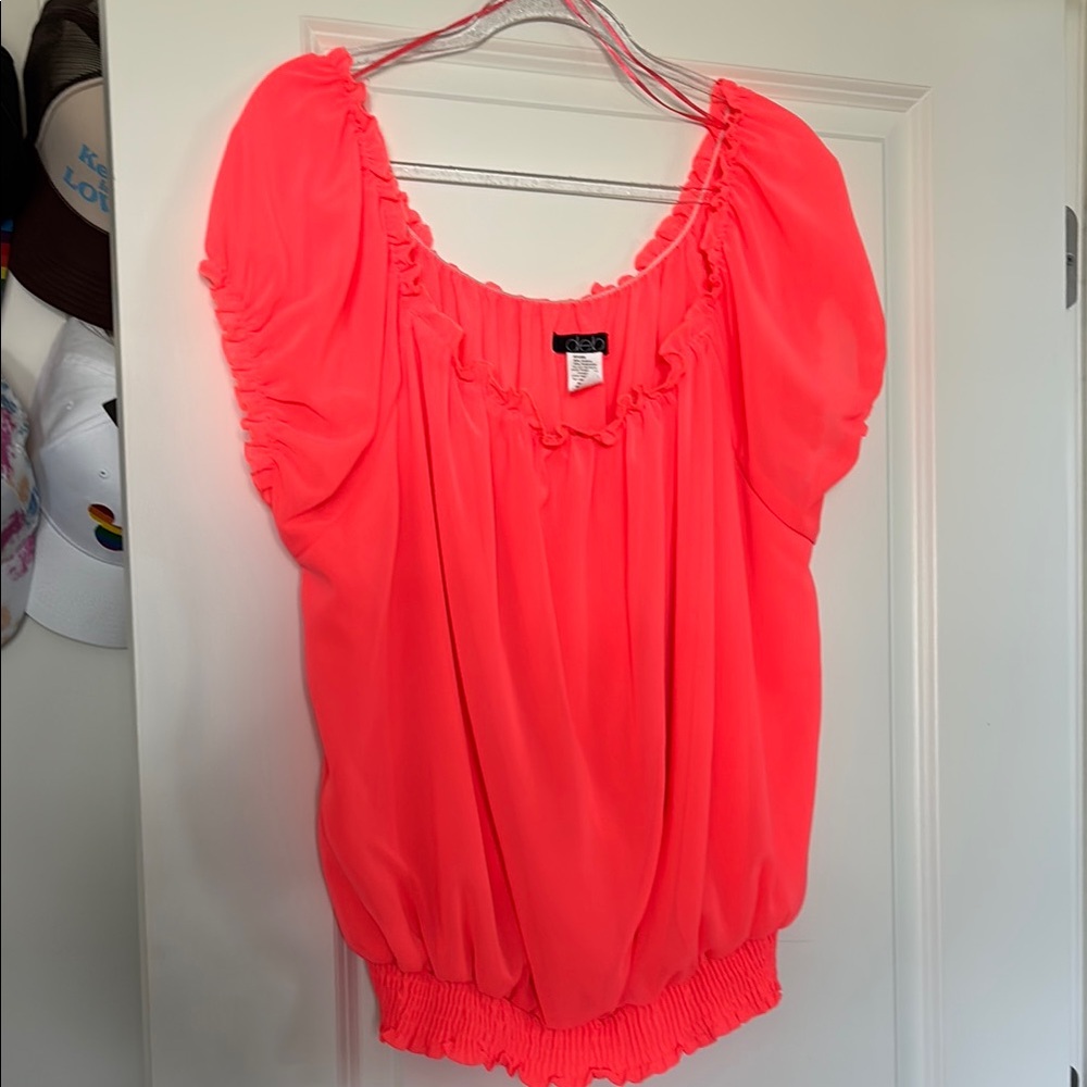 Deb Orange Ruffled Blouse Relaxed Fit